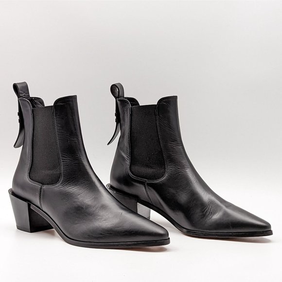 FRAME Shoes - Frame Women Le Lexington black Fine Leather Chelsea Boots size 8.5 EUR 38.5